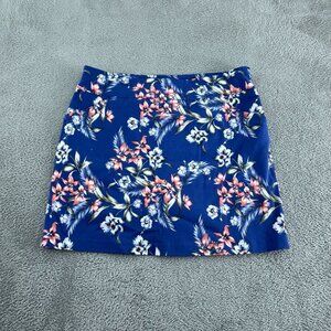 Mario Serrani Womens Floral Print Skort L Blue Inner Shorts Comfortable 2871